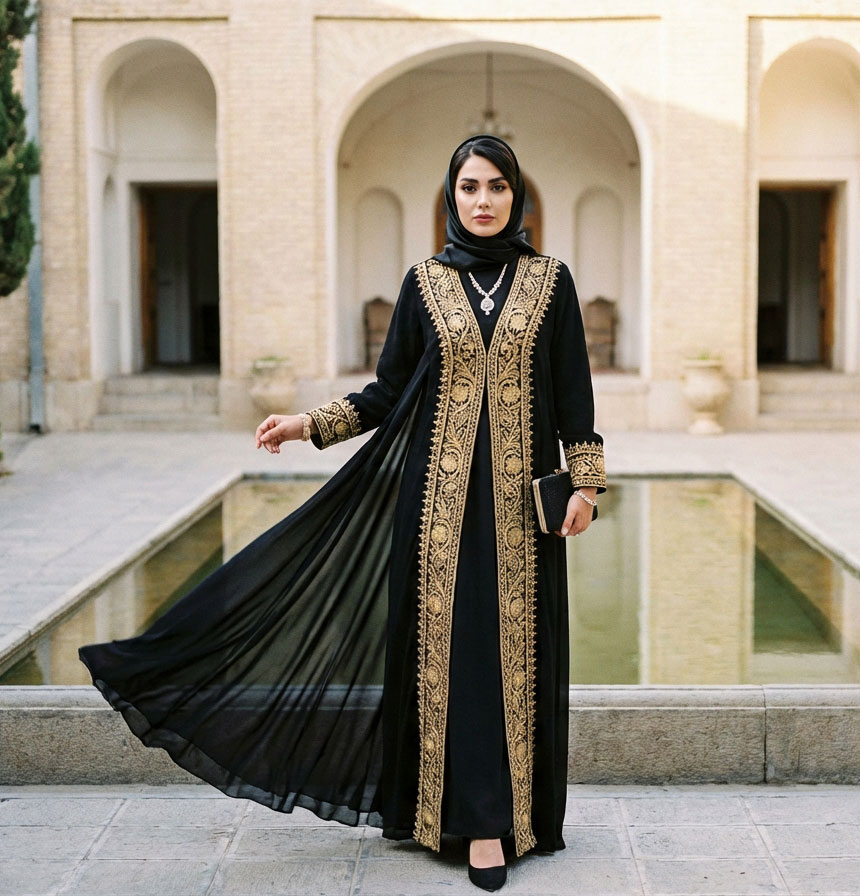 مدل مانتو عبایی مجلسی مشکی