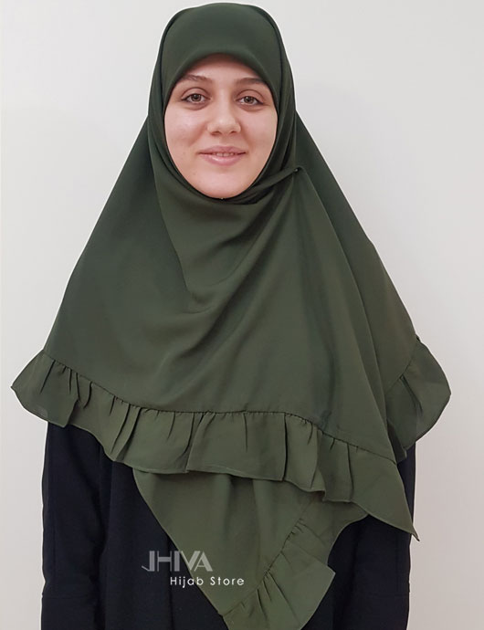 روسری کش دار مریم چین دار یشمی