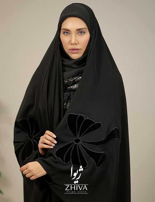 چادرعربی اصیل گلدوزی پاپیون مخملی