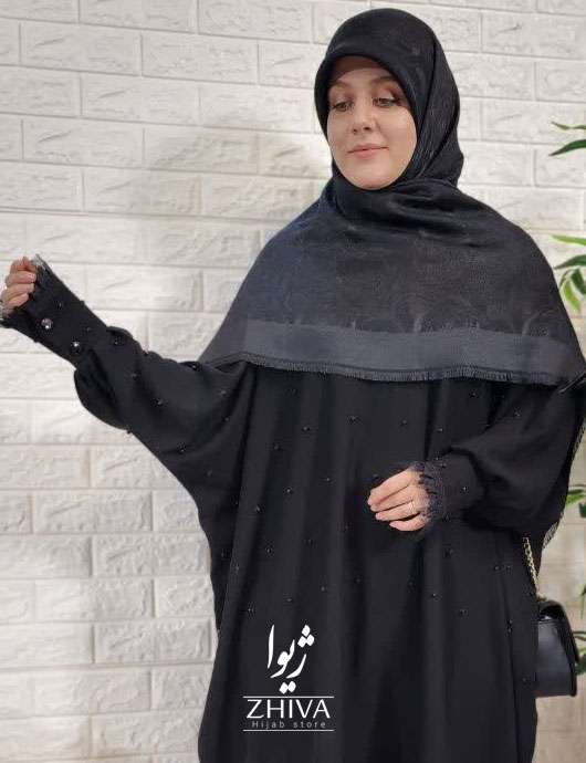مانتو عبایی ترنج مرواریدی مشکی