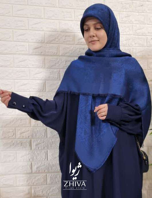 مانتو عبایی ترنج ساده سرمه ای