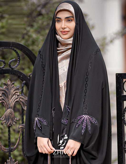 چادر عربی گلدوزی نخ کرم