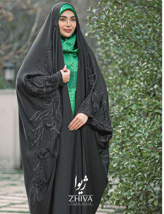 چادرعربی اصیل گلدوزی زنبق پرکار