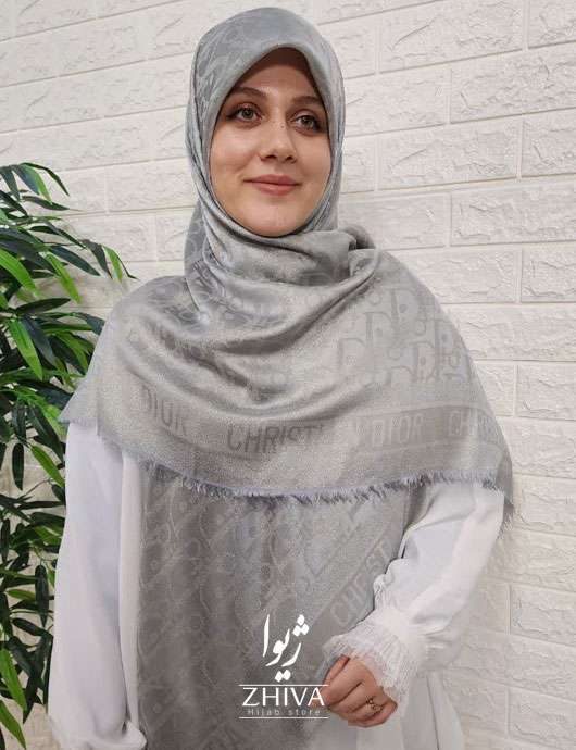 روسری ديور وارداتی لمه نقره ای