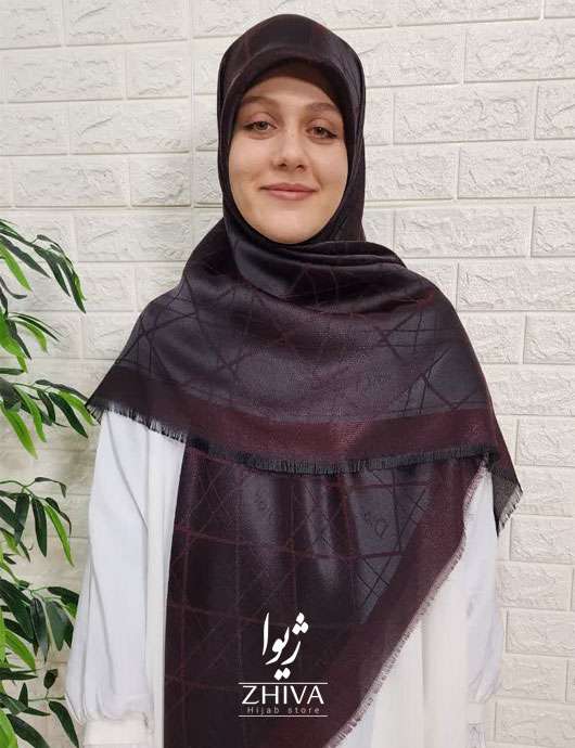 روسری ديورلمه عنابی