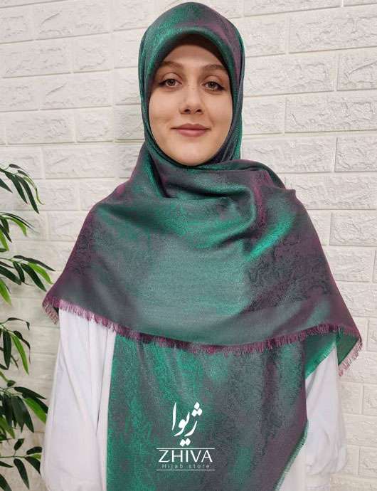 روسری پتينه لمه سبزآبی