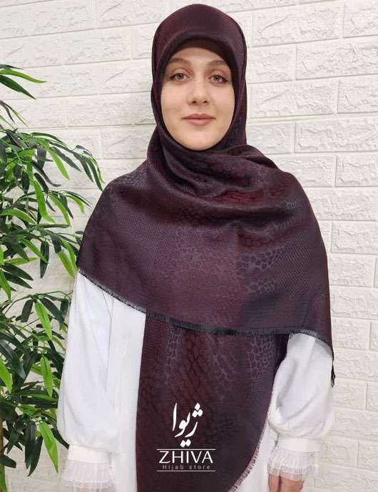 روسری سنگی لمه عنابی