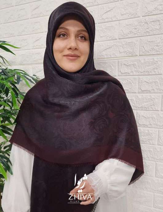 روسری گل رز لمه عنابی