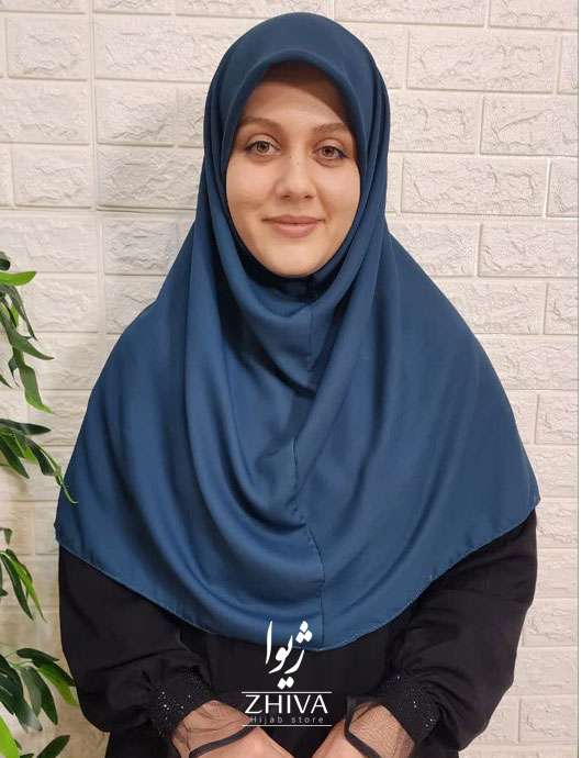 مقنعه قواره بزرگ کرپ آبی