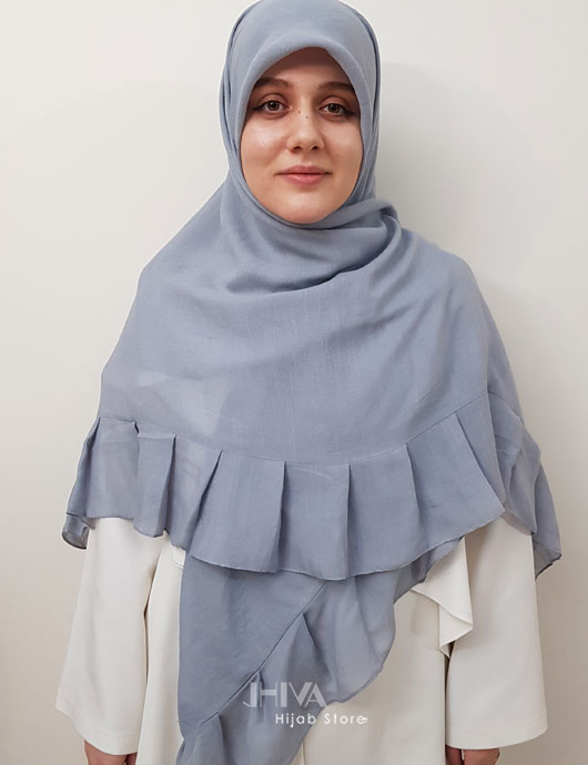 روسری وال اسلپ چیندار طوسی روشن