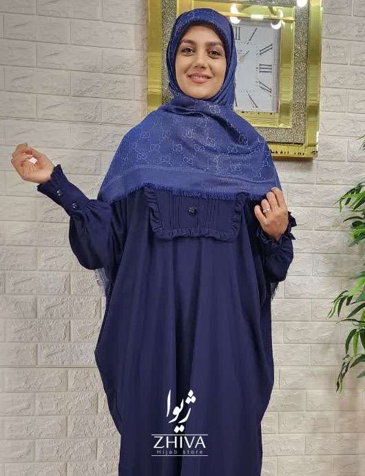 مانتو عبایی نسترن سرمه ای