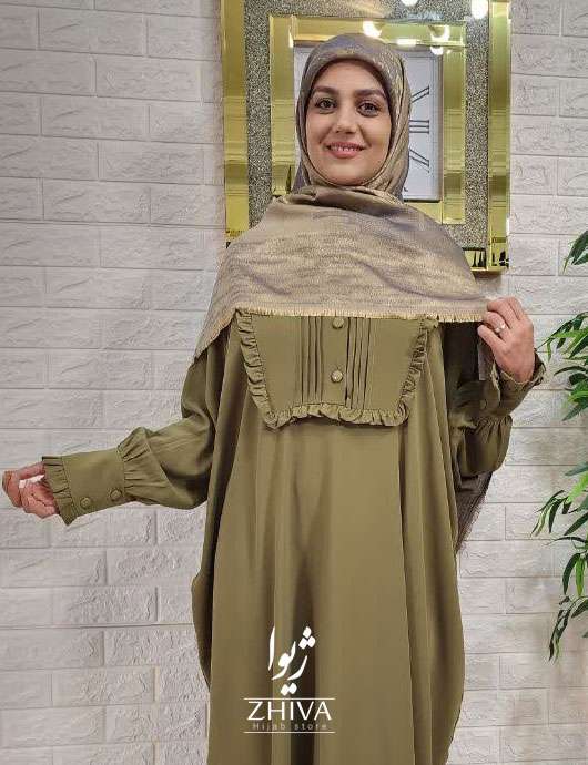 مانتو عبایی نسترن سبز لجنی