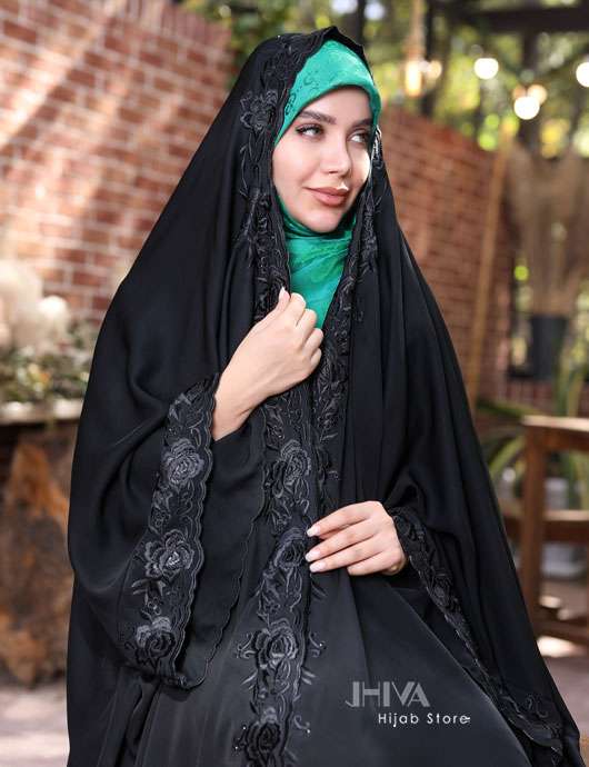 چادر عربی درباری گلدوزی گل رز پرکار