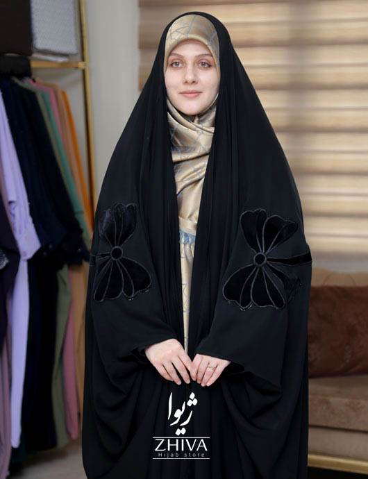 چادرعربی اصیل گلدوزی پاپیون مخملی
