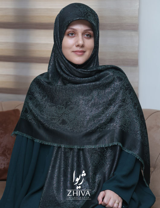 روسری پتينه لمه سبز تيره