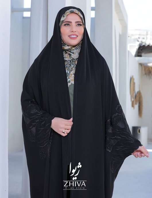  چادر دانشجویی گلدوزی سر آستین شیپوری