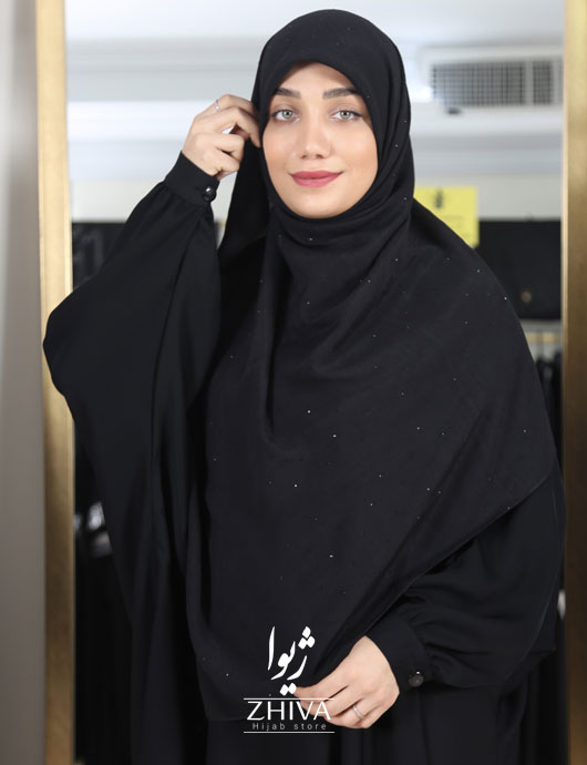 روسری وال اسلپ تمام نگين مشكی 1