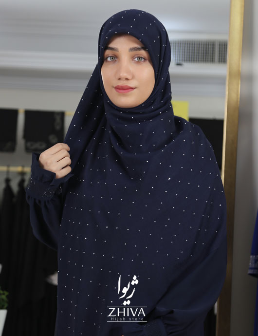 روسری وال اسلپ تمام نگين سرمه ای