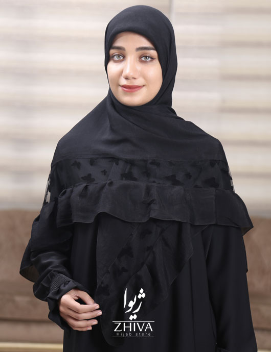 روسری مشكی حاشيه تور و چين