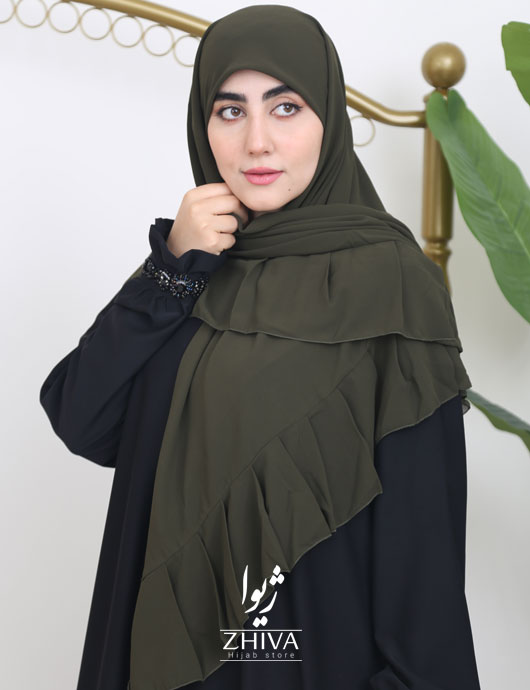 روسری کش دار مریم چین دار یشمی