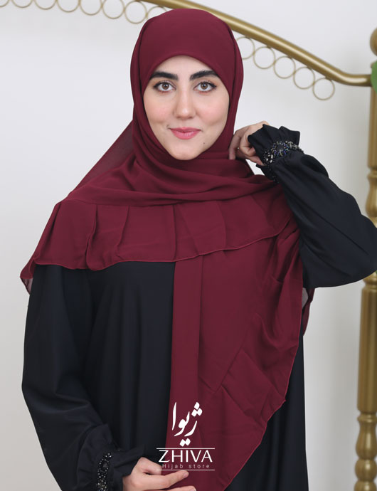 روسری کش دار مریم چین دار زرشکی
