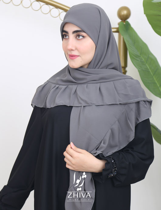 روسری کش دار مریم چین دار طوسی 