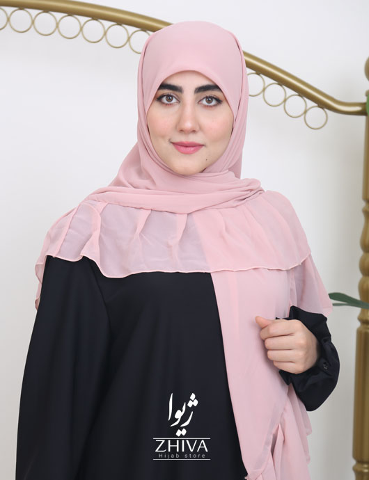 روسری کش دار مریم چین دار صورتی ملايم