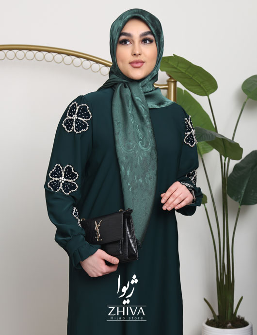 عبا جواهردوزی گل مخمل تجلی سبز