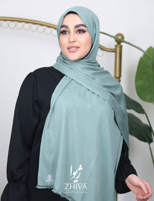 شال نخی سبز آبی