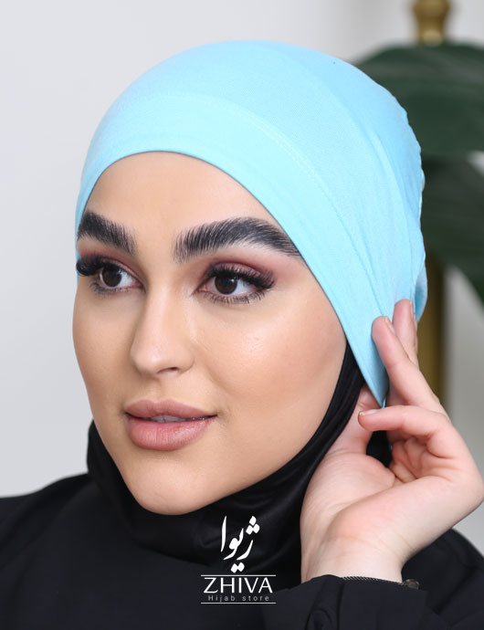 کلاه حجاب بند دار آبی ملايم