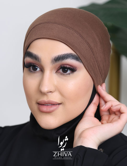 کلاه حجاب بند دار قهوه ای	