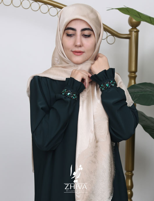 مانتو عبایی افرا جواهردوزی سبز