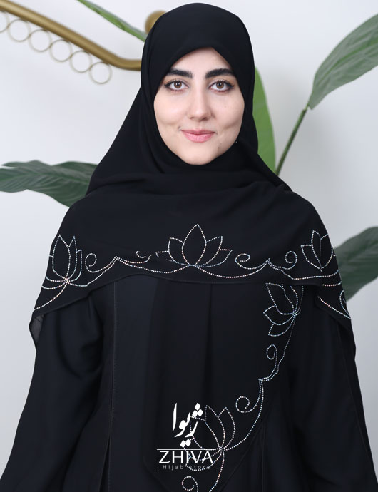 روسری حرير نگين كوبی گل