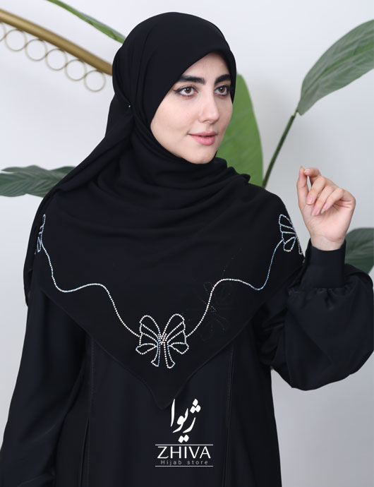 روسری حرير نگين كوبی پاپيون