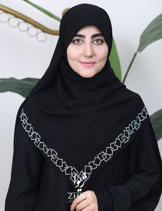 روسری حرير نگين كوبی مربع