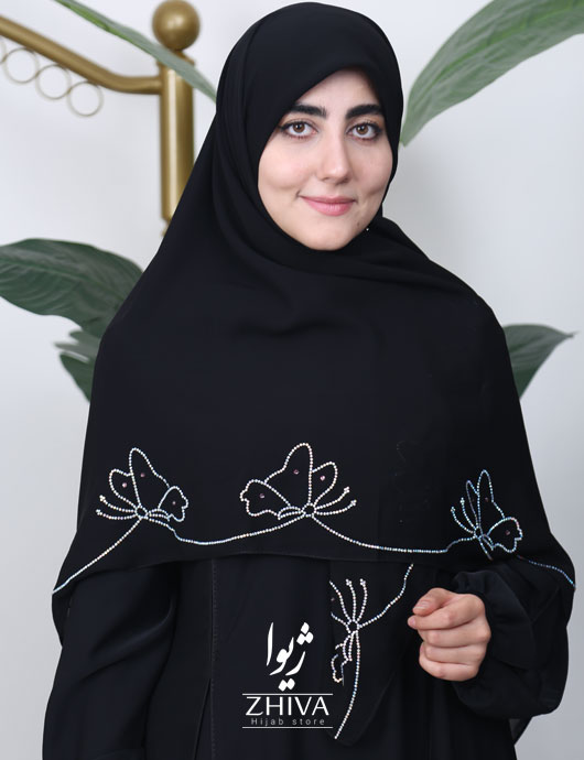 روسری حرير نگين كوبی پروانه