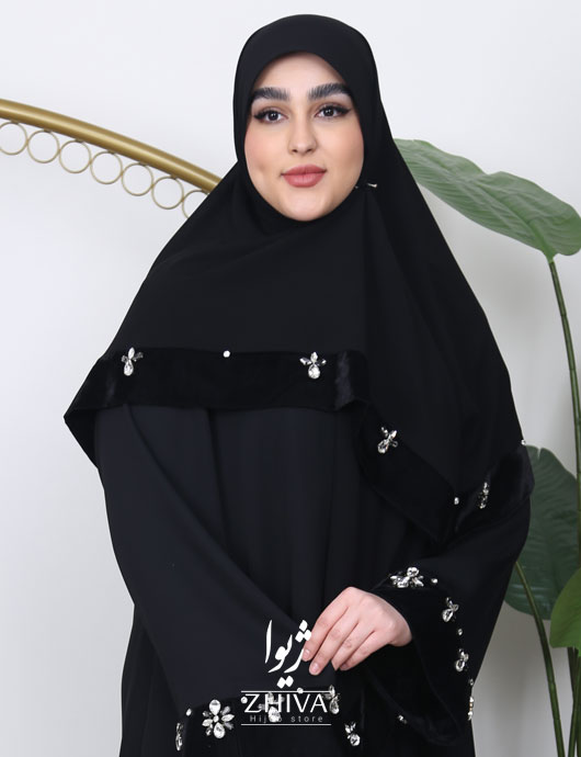  روسری سنگ دوزی الماس نقره ای