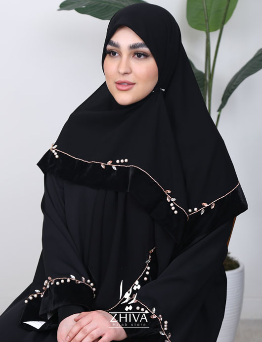 روسری سنگ دوزی گندم مخمل