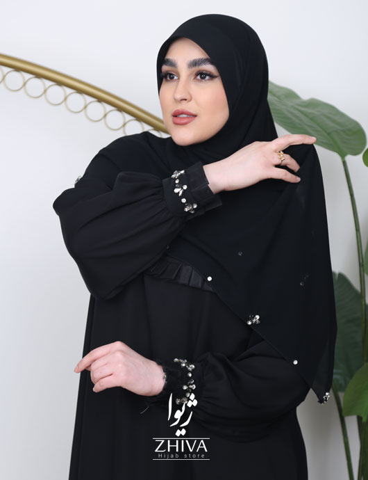 روسری سنگ دوزی لاله نقره ای