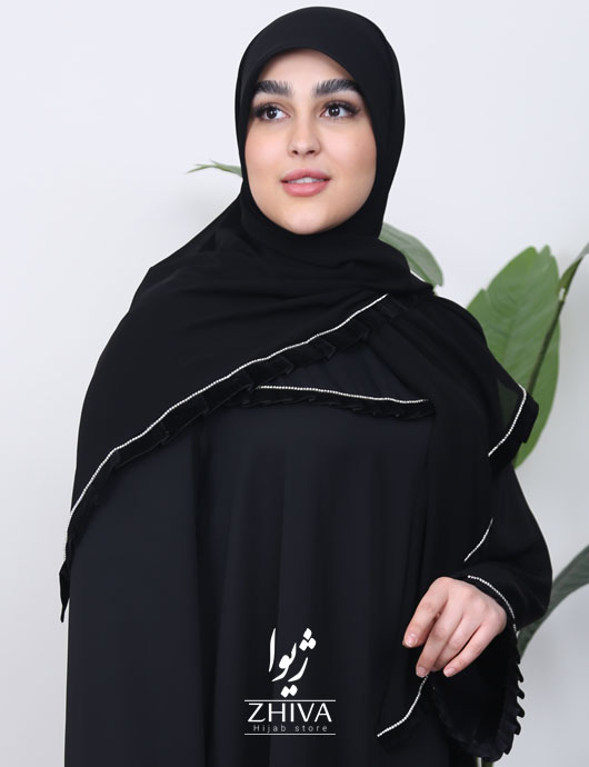 روسری سنگ دوزی پليسه مخمل ساده