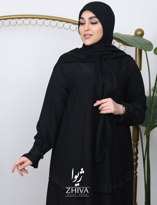 مانتو عبایی بهار مشكی	