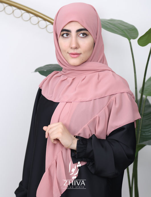 روسری کش دار مریم چین دار صورتی