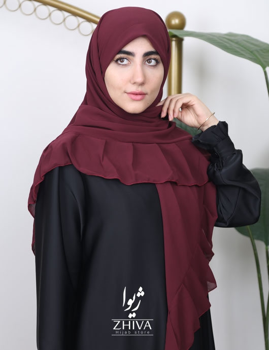 روسری کش دار مریم چین دار زرشکی
