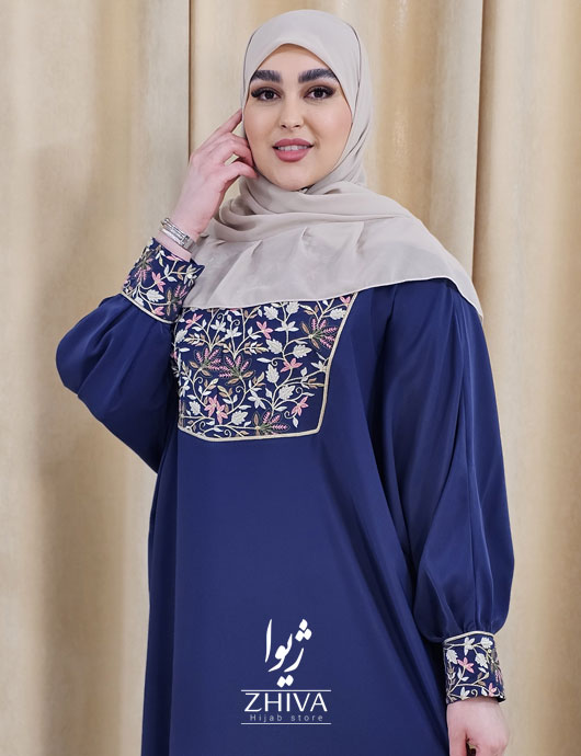 عبا خرج كار گلدوزی گلاره سرمه ای روشن