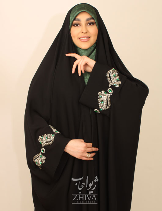 چادر عربی لوكس جواهردوزی زمرد