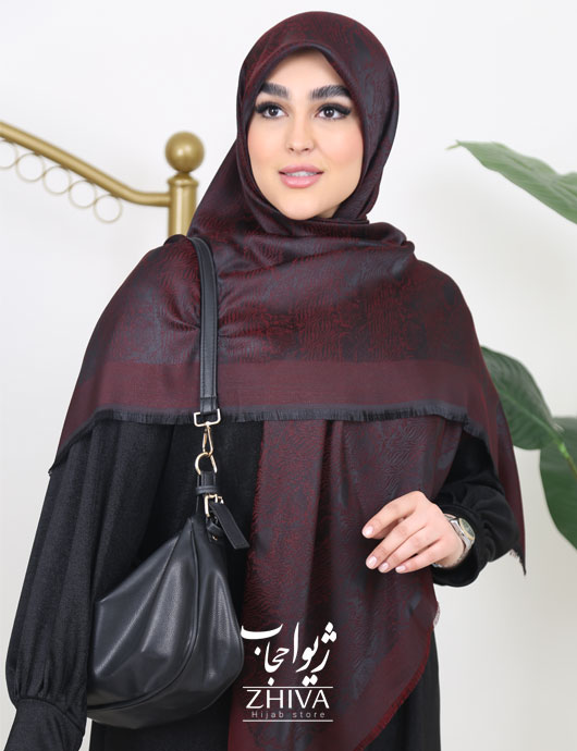 روسری لمه پوست ماری زرشكی 2