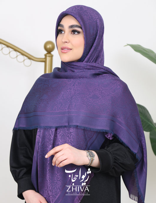 روسری لمه پوست ماری بنفش 1
