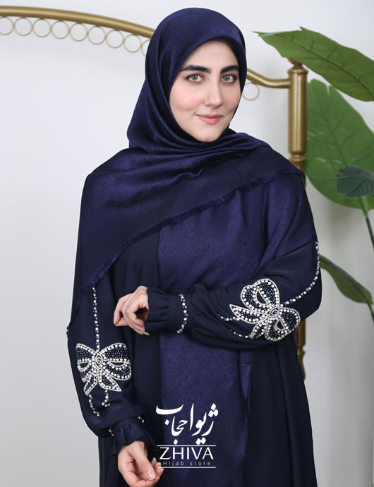 عبا افرا جواهردوزی پاپيون سرمه ای