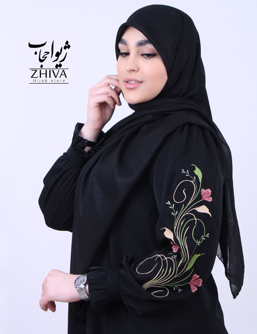 مانتو عبایی گلدوزی شقايق