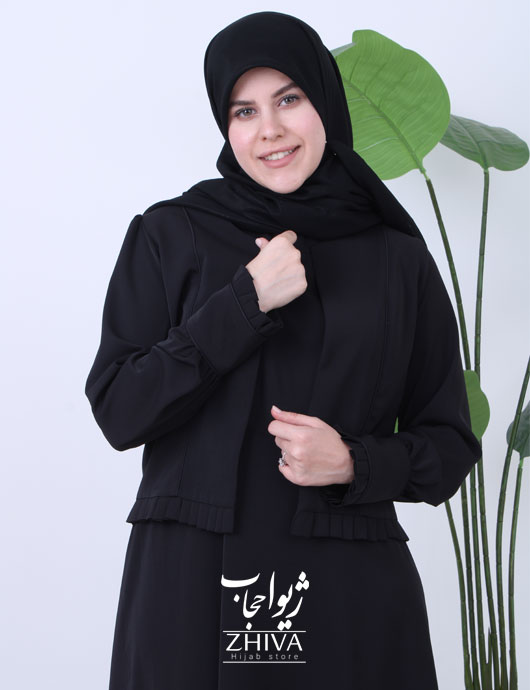 مانتو عبایی كت و سارافون آذين مشكی